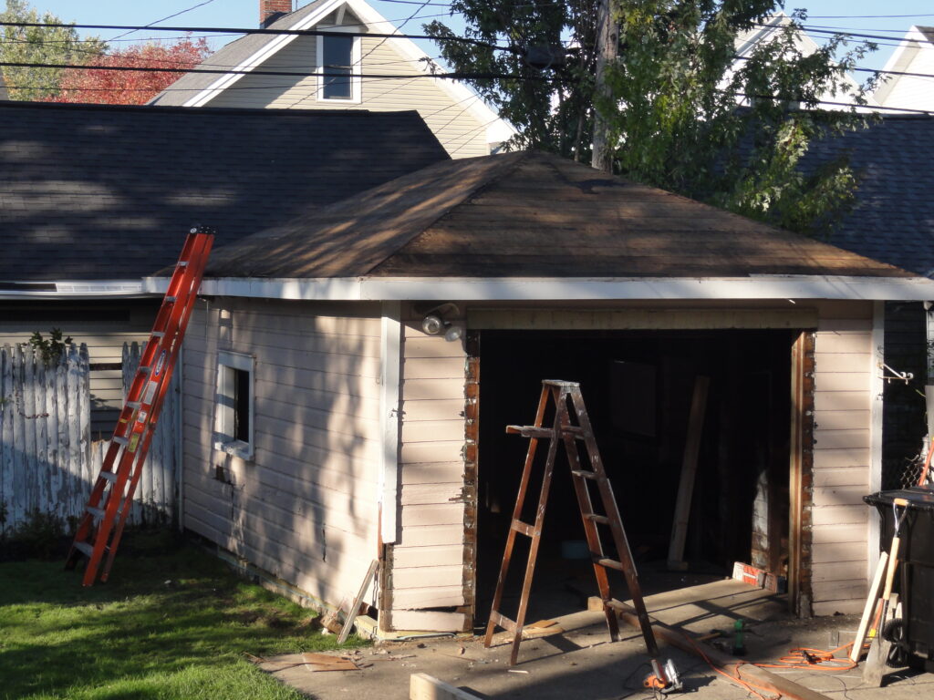 Garage walls stabilized and roof straightened